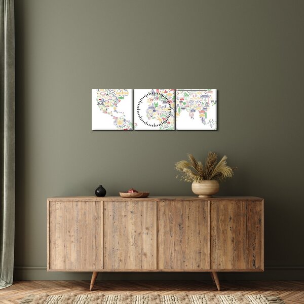 Obraz - Obrázková mapa (s hodinami) (90x30 cm)