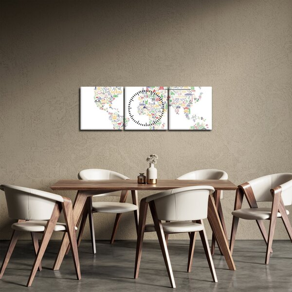 Obraz - Obrázková mapa (s hodinami) (90x30 cm)