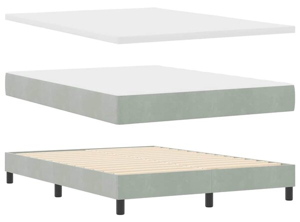 Postel s boxspringem s čelo Světle šedá 140 x 200 cm samet 3339176