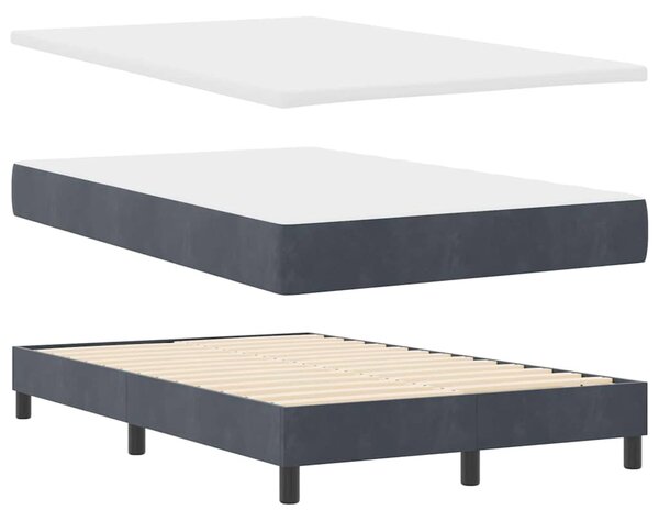Postel s boxspringem s čelo Tmavě šedá 120 x 190 cm samet 3339159