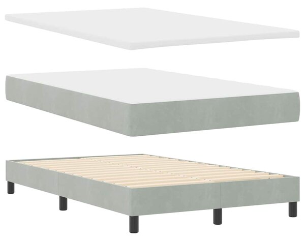 Postel s boxspringem s čelo Světle šedá 120 x 200 cm samet 3339164