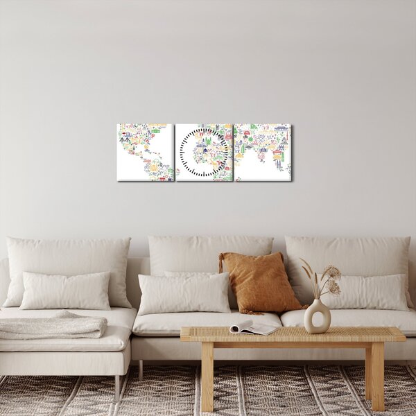 Obraz - Obrázková mapa (s hodinami) (90x30 cm)