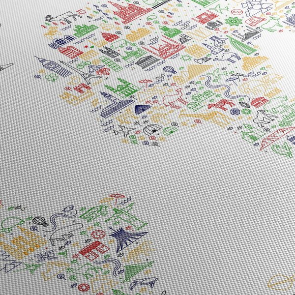 Obraz - Obrázková mapa (s hodinami) (90x30 cm)