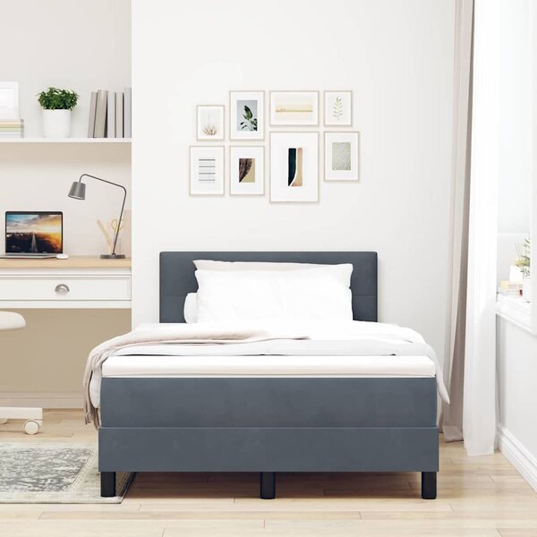 Postel s boxspringem s čelo Tmavě šedá 120 x 190 cm samet 3339159