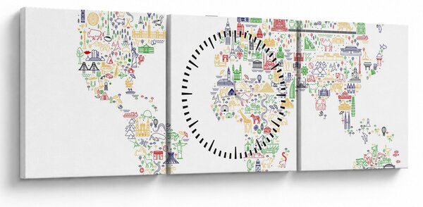 Obraz - Obrázková mapa (s hodinami) (90x30 cm)