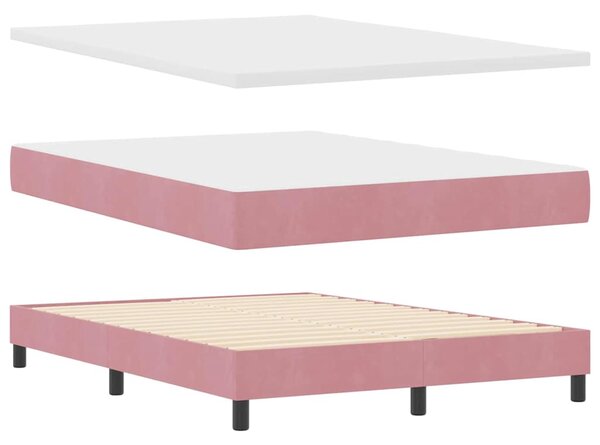 Postel s boxspringem s čelo Růžová 190 x 140 cm samet 3341467