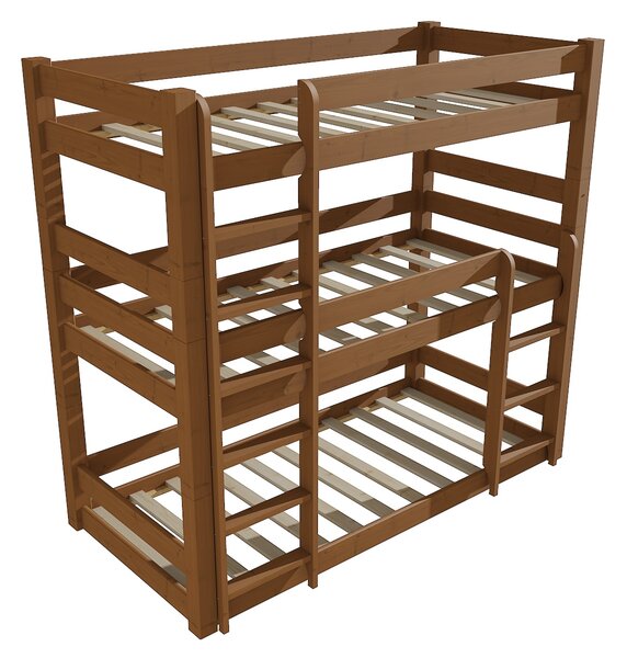 Vomaks Trojlůžková patrová postel 8X8 08A Rozměr: 90 x 180 cm, Barva: moření dub
