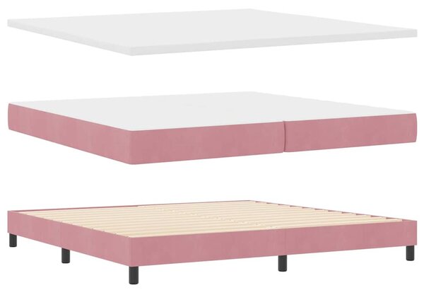 Postel s boxspringem s čelo Růžová 200 x 200 cm samet 3340357