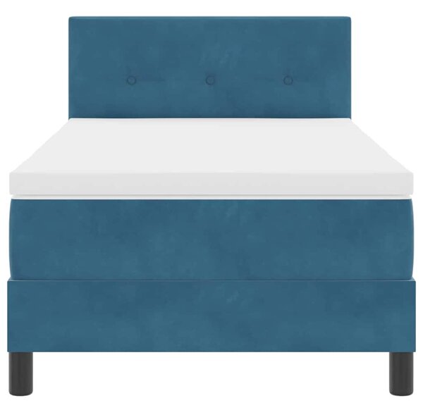 Postel s boxspringem s čelo Tmavě modrá 90 x 190 cm samet 3339144