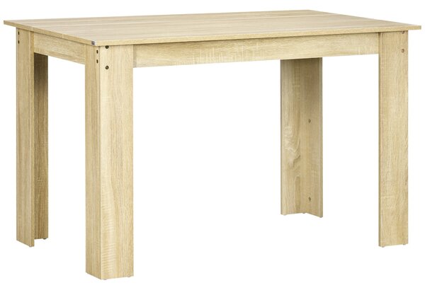 HOMCOM jídelní stůl pro 4-6 osob, obdélníkový, moderní styl, nosnost 50 kg, 120 cm D x 69 cm Š x 75 cm V, dub | Aosom
