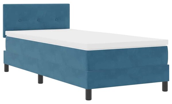 Postel s boxspringem s čelo Tmavě modrá 90 x 190 cm samet 3339144