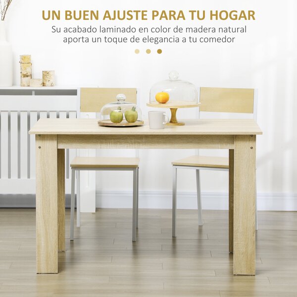HOMCOM jídelní stůl pro 4-6 osob, obdélníkový, moderní styl, nosnost 50 kg, 120 cm D x 69 cm Š x 75 cm V, dub | Aosom