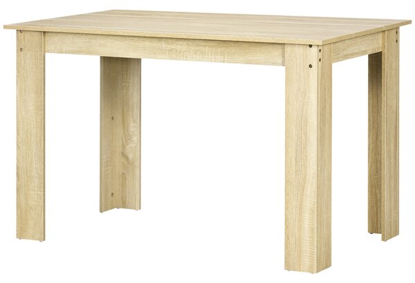 HOMCOM jídelní stůl pro 4-6 osob, obdélníkový, moderní styl, nosnost 50 kg, 120 cm D x 69 cm Š x 75 cm V, dub | Aosom