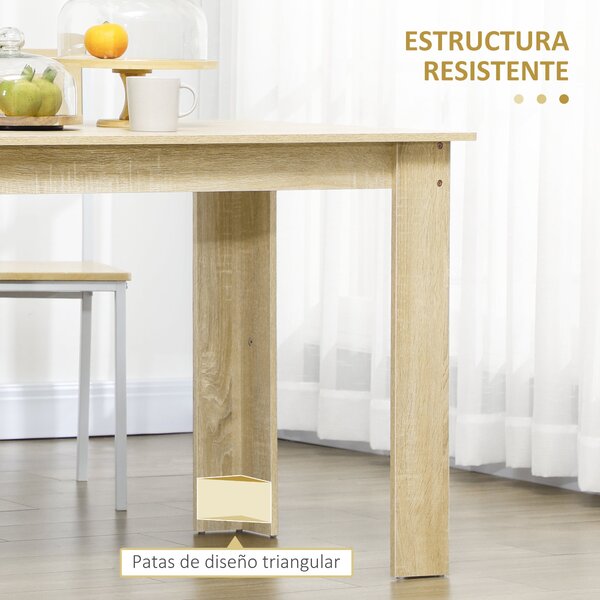 HOMCOM jídelní stůl pro 4-6 osob, obdélníkový, moderní styl, nosnost 50 kg, 120 cm D x 69 cm Š x 75 cm V, dub | Aosom