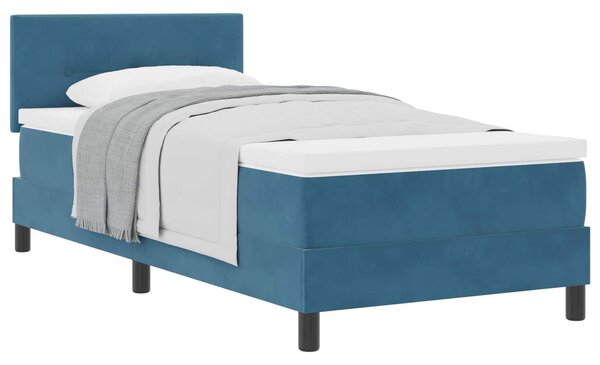 Postel s boxspringem s čelo Tmavě modrá 90 x 190 cm samet 3339144