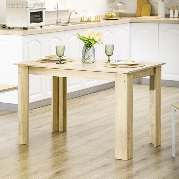 HOMCOM jídelní stůl pro 4-6 osob, obdélníkový, moderní styl, nosnost 50 kg, 120 cm D x 69 cm Š x 75 cm V, dub | Aosom