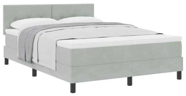 Postel s boxspringem s čelo Světle šedá 140 x 200 cm samet 3339176
