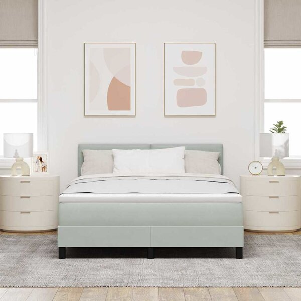 Postel s boxspringem s čelo Světle šedá 140 x 200 cm samet 3339176