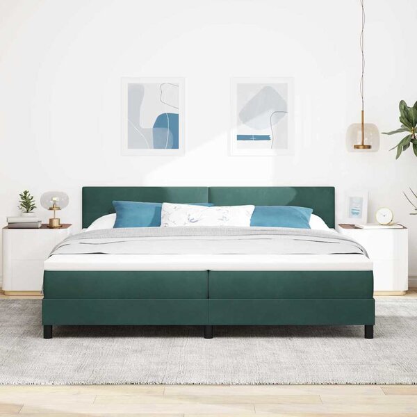 Postel s boxspringem s čelo Tmavě zelená 200 x 200 cm samet 3339197