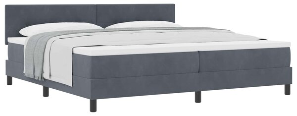 Postel s boxspringem s čelo Tmavě šedá 200 x 200 cm samet 3339195