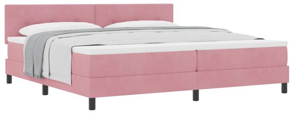 Postel s boxspringem s čelo Růžová 200 x 200 cm samet 3339199