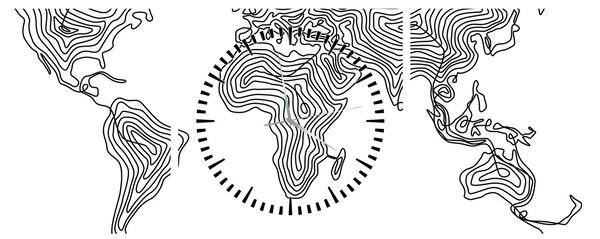 Obraz - Mapa v liniích (s hodinami) (90x30 cm)