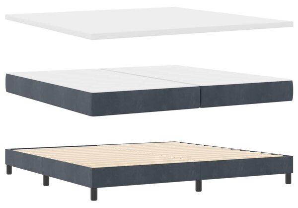 Postel s boxspringem s čelo Tmavě šedá 200 x 200 cm samet 3339195