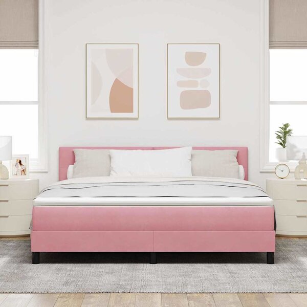 Postel s boxspringem s čelo Růžová 180 x 200 cm samet 3339193