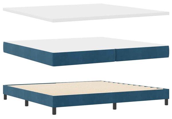 Postel s boxspringem s čelo Tmavě modrá 200 x 200 cm samet 3339198