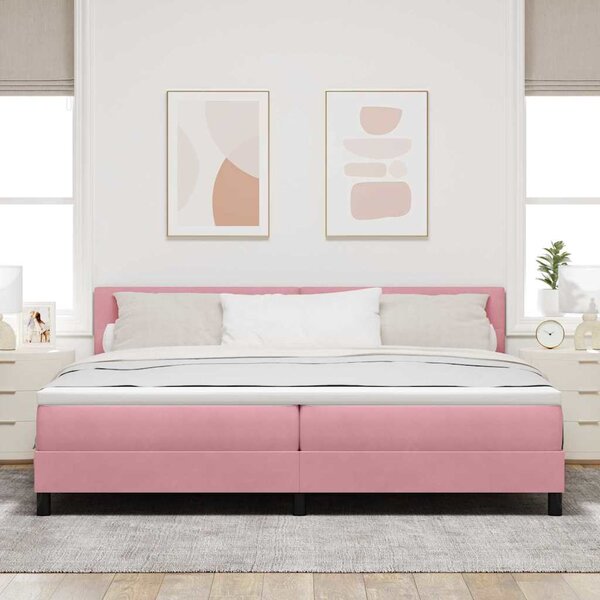 Postel s boxspringem s čelo Růžová 200 x 200 cm samet 3339199