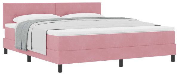 Postel s boxspringem s čelo Růžová 180 x 200 cm samet 3339193