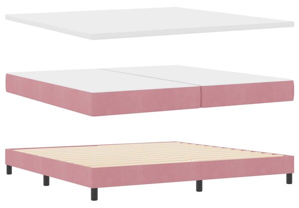 Postel s boxspringem s čelo Růžová 200 x 200 cm samet 3339199