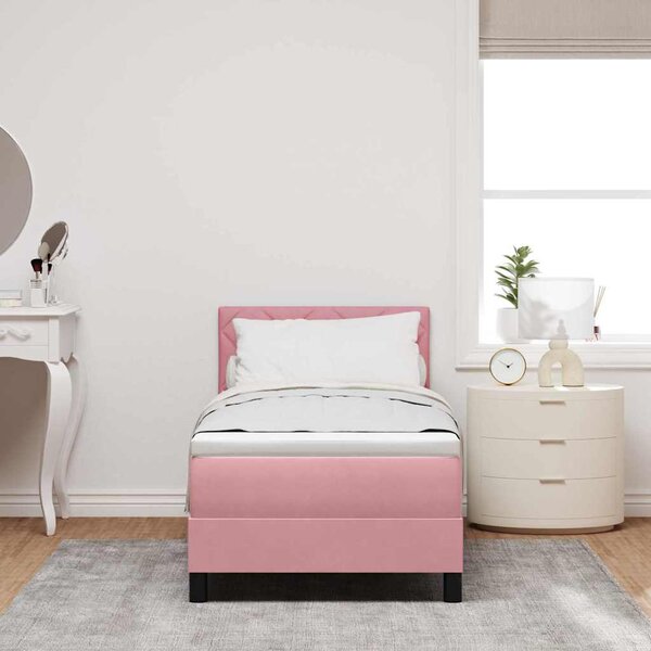 Postel s boxspringem s čelo Růžová 80 x 200 cm samet 3339205
