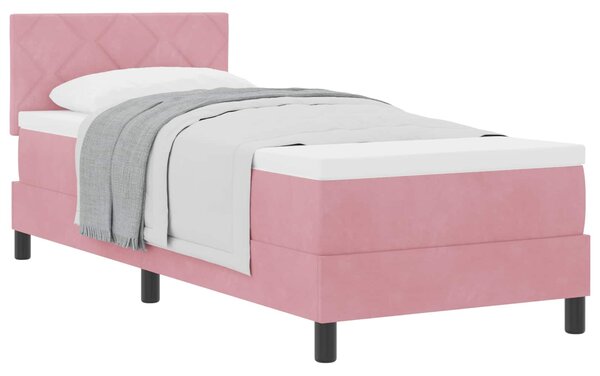 Postel s boxspringem s čelo Růžová 80 x 200 cm samet 3339205