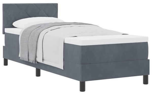 Postel s boxspringem s čelo Tmavě šedá 80 x 200 cm samet 3339201