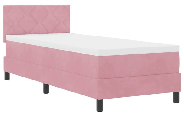 Postel s boxspringem s čelo Růžová 80 x 200 cm samet 3339205