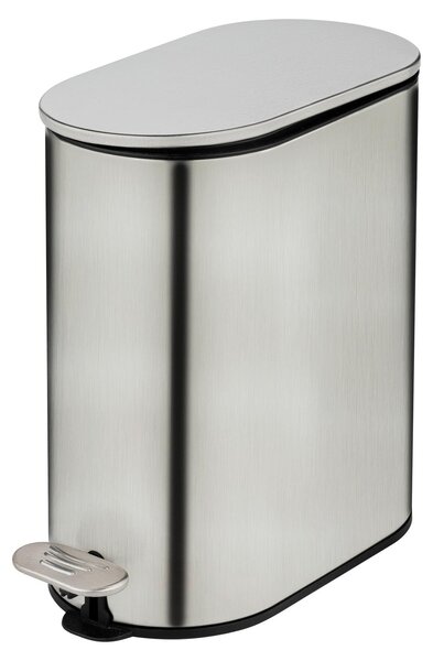 WENKO Kosmetický koš Mod Collungo Pedálový koš 5 l Nerezová ocel satinovaná s automatickým zavíráním Easy-Close Povlak proti otiskům prstů 14 x 28,5 x 29,5 cm