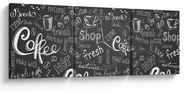 Obraz - Coffee (s hodinami) (90x30 cm)