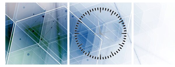 Obraz - Geometrické útvary (s hodinami) (90x30 cm)