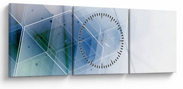 Obraz - Geometrické útvary (s hodinami) (90x30 cm)