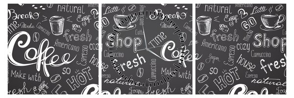 Obraz - Coffee (s hodinami) (90x30 cm)