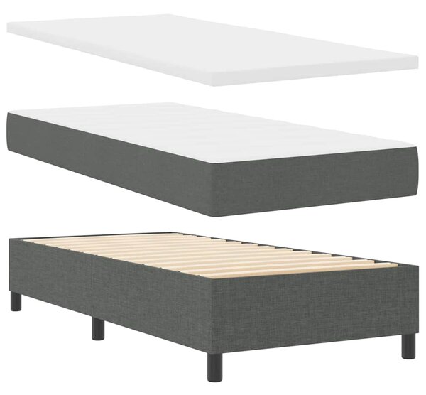 Postel s boxspringem s čelo Tmavě šedá 80 x 200 cm textil 3339344