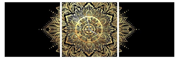 Obraz - Mandala bohatství (s hodinami) (90x30 cm)