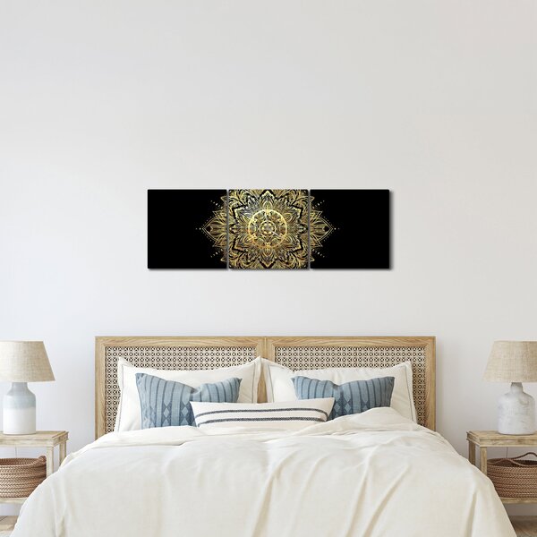 Obraz - Mandala bohatství (s hodinami) (90x30 cm)
