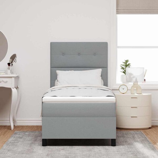 Postel s boxspringem s matrací Světle šedá 80 x 200 cm textil 3339343