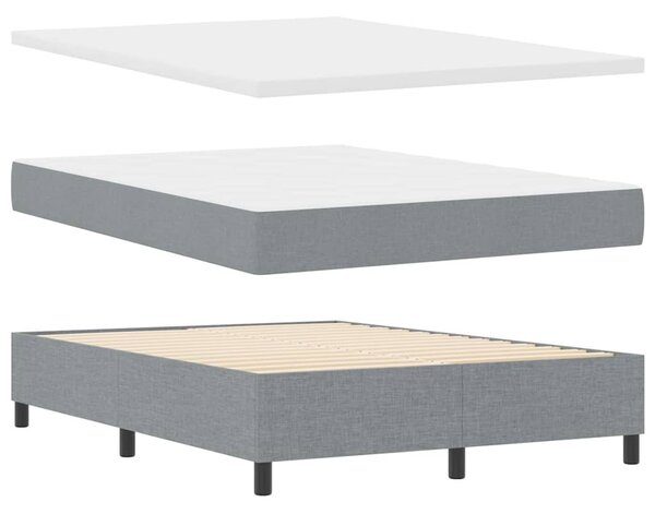 Postel s boxspringem s čelo Světle šedá 140 x 200 cm textil 3344072