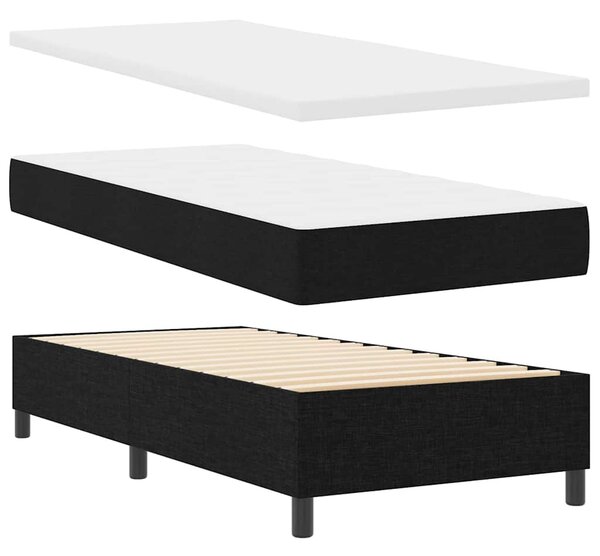 Postel s boxspringem s matrací s čelo Černá 90 x 200 cm textil 3340482