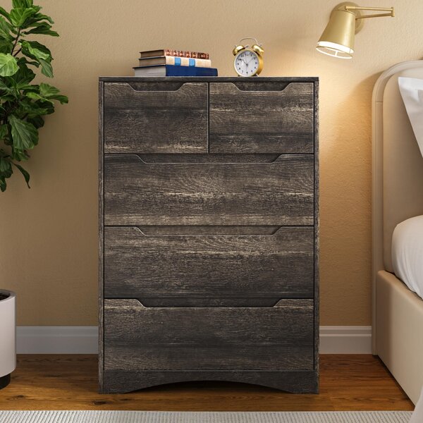 Komoda Bealife 72x41x94 cm | 3 + 2 zásuvky | Antracitově šedá | Vyrobeno z MDF | S ochranou proti překlopení a pojezdy zásuvek | AP23