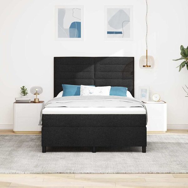 Postel s boxspringem s matrací s čelo Černá 140 x 190 cm textil 3339310