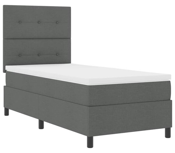 Postel s boxspringem s čelo Tmavě šedá 80 x 200 cm textil 3339344